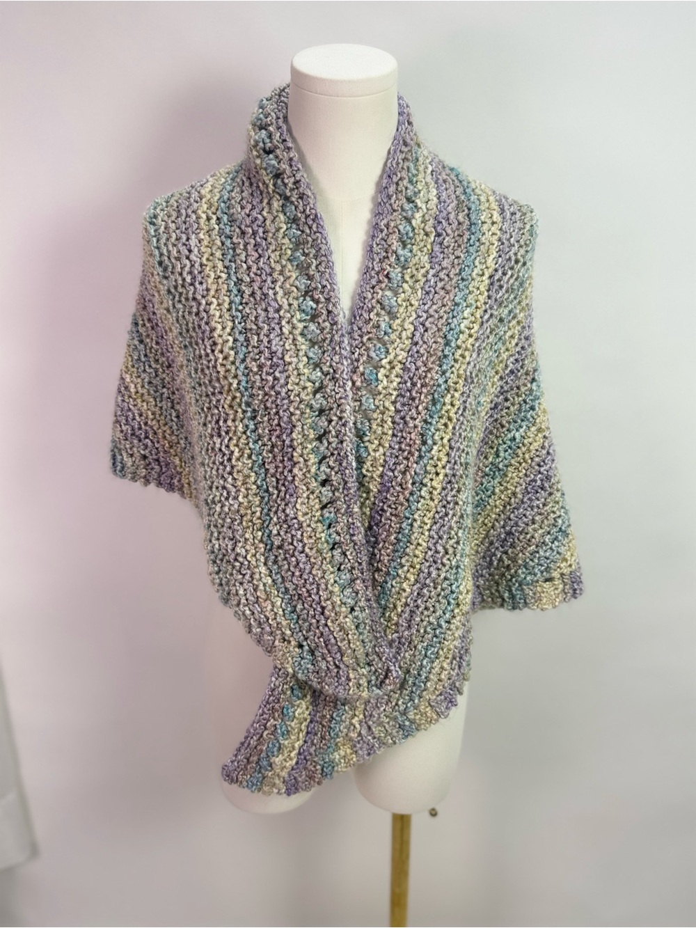 Vintage hand knitted prayer shawl | reading sweater wrap | cottagecore coastal